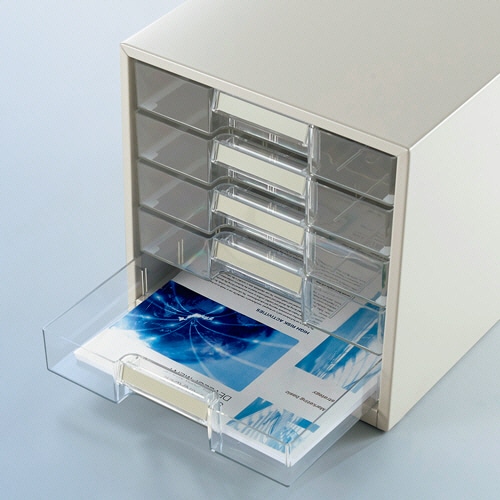 コクヨ レターケース 透明プラスチック引き出しタイプ A4タテ 5段 ライトグレー LC-G5M 1台