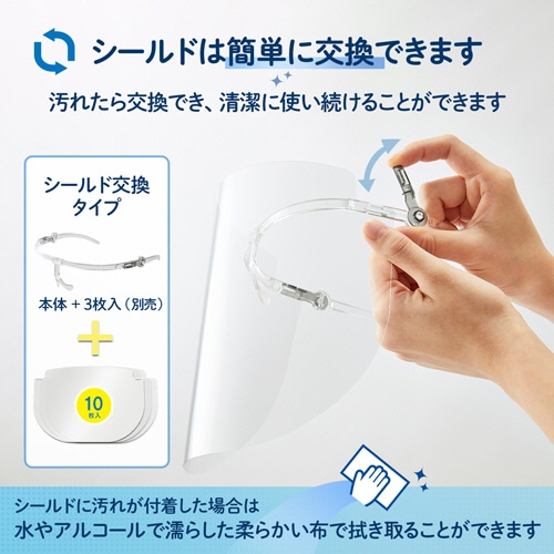 プラス メガネタイプ フェイスシールド 専用交換シールド FG-030FS-10P 1パック(10枚)