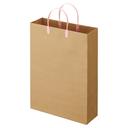 TANOSEE ラミネートクラフトバッグ 大 ヨコ320×タテ440×マチ幅110mm ピンク 1パック(10枚)