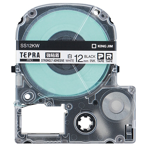 キングジム テプラ PRO テープカートリッジ 強粘着 12mm 白/黒文字 SS12KW-5P 1パック(5個)