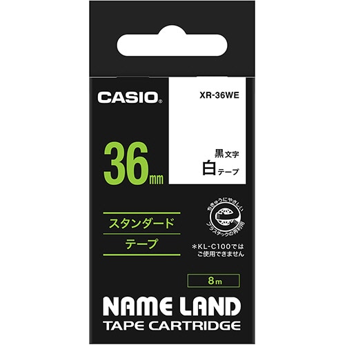 カシオ NAME LAND スタンダードテープ 36mm×8m 白/黒文字 XR-36WE 1個