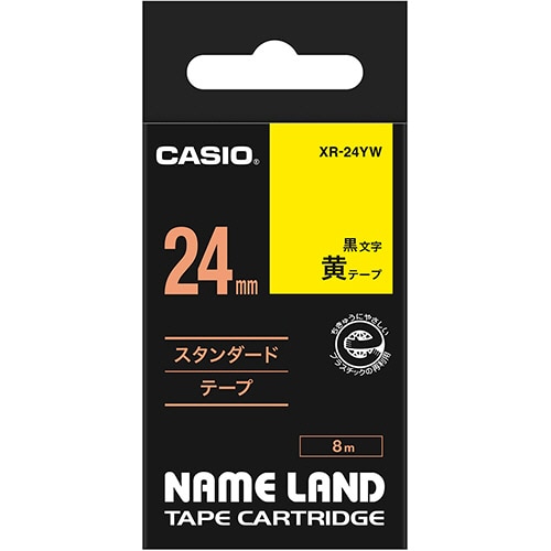カシオ NAME LAND スタンダードテープ 24mm×8m 黄/黒文字 XR-24YW 1個