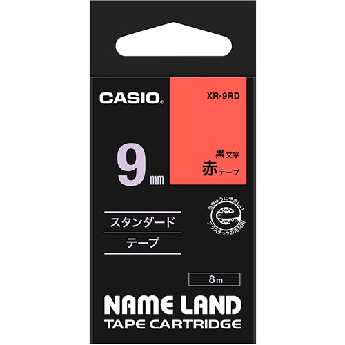 カシオ NAME LAND スタンダードテープ 9mm×8m 赤/黒文字 XR-9RD 1個