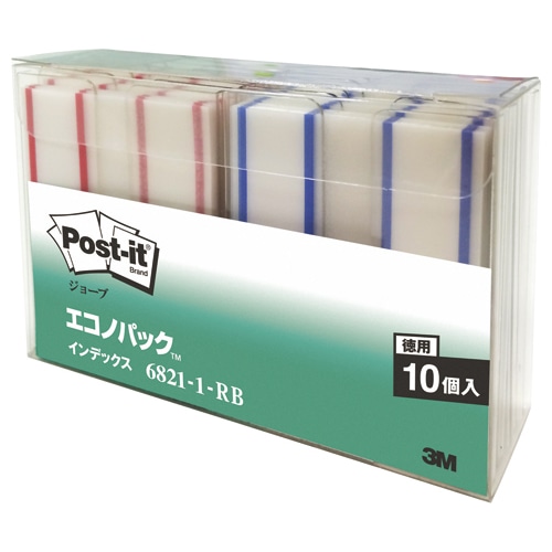 3M ポスト・イット ジョーブ エコノパック インデックス(記入用) 44×23mm レッド・ブルー 6821-1-RB 1パック(20冊:各色10冊)