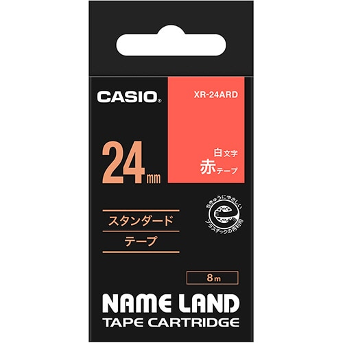 カシオ NAME LAND スタンダードテープ 24mm×8m 赤/白文字 XR-24ARD 1個