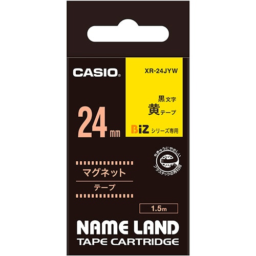 カシオ NAME LAND マグネットテープ 24mm×1.5m 黄/黒文字 XR-24JYW 1個
