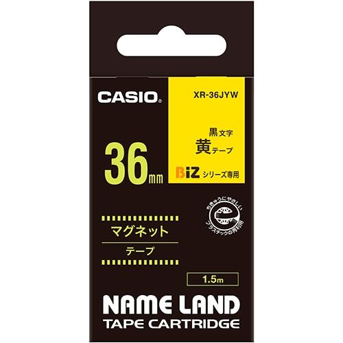 カシオ NAME LAND マグネットテープ 36mm×1.5m 黄/黒文字 XR-36JYW 1個