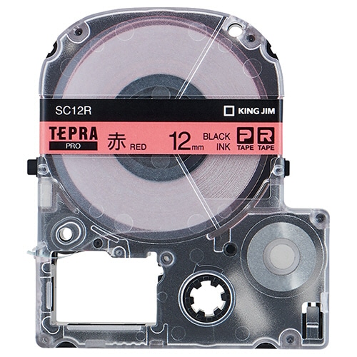 キングジム テプラ PRO テープカートリッジ パステル 12mm 赤/黒文字 SC12R 1個