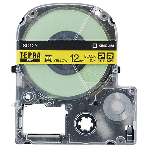 キングジム テプラ PRO テープカートリッジ パステル 12mm 黄/黒文字 SC12Y 1個