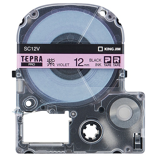 キングジム テプラ PRO テープカートリッジ パステル 12mm 紫/黒文字 SC12V 1個