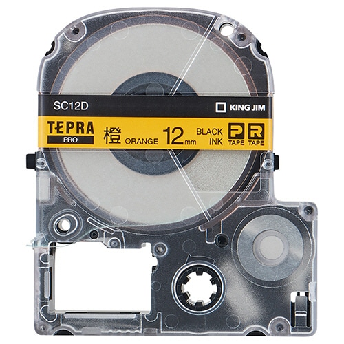 キングジム テプラ PRO テープカートリッジ パステル 12mm オレンジ/黒文字 SC12D 1個