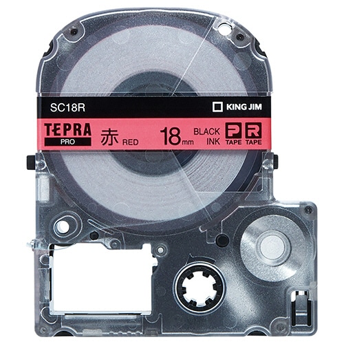 キングジム テプラ PRO テープカートリッジ パステル 18mm 赤/黒文字 SC18R 1個