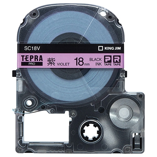 キングジム テプラ PRO テープカートリッジ パステル 18mm 紫/黒文字 SC18V 1個