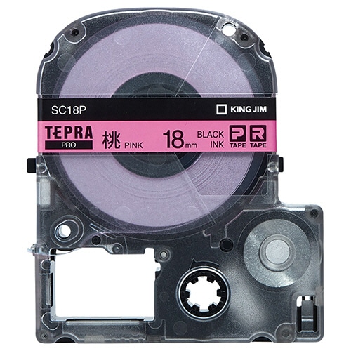キングジム テプラ PRO テープカートリッジ パステル 18mm ピンク/黒文字 SC18P 1個