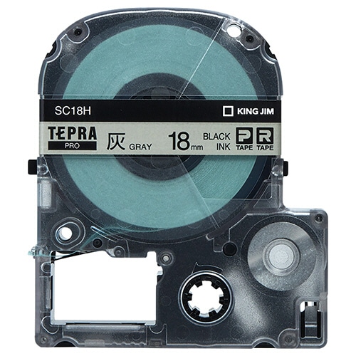 キングジム テプラ PRO テープカートリッジ パステル 18mm 灰色/黒文字 SC18H 1個
