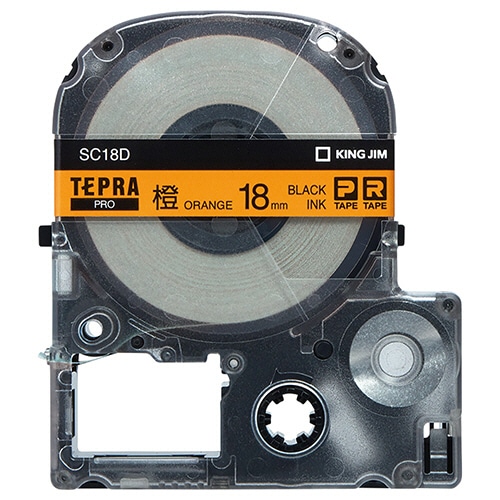 キングジム テプラ PRO テープカートリッジ パステル 18mm オレンジ/黒文字 SC18D 1個