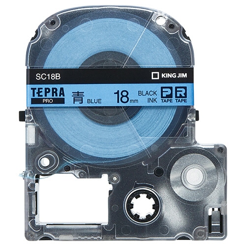 キングジム テプラ PRO テープカートリッジ パステル 18mm 青/黒文字 SC18B 1個