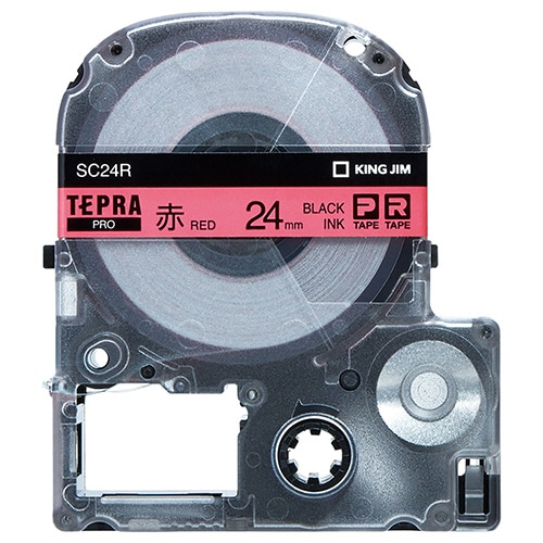 キングジム テプラ PRO テープカートリッジ パステル 24mm 赤/黒文字 SC24R 1個