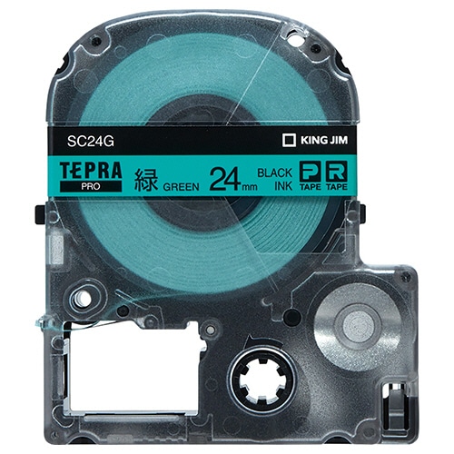 キングジム テプラ PRO テープカートリッジ パステル 24mm 緑/黒文字 SC24G 1個