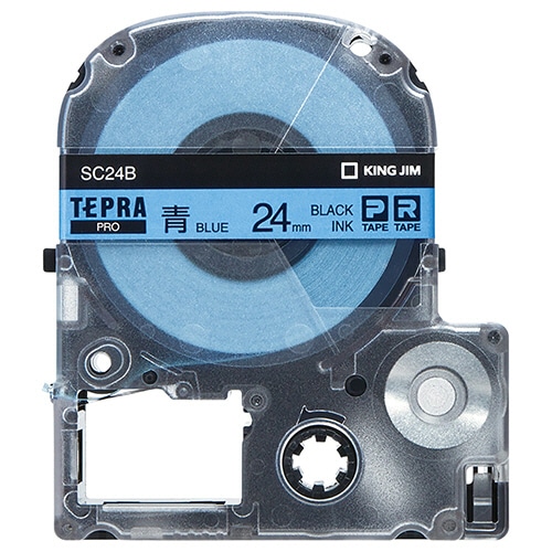 キングジム テプラ PRO テープカートリッジ パステル 24mm 青/黒文字 SC24B 1個
