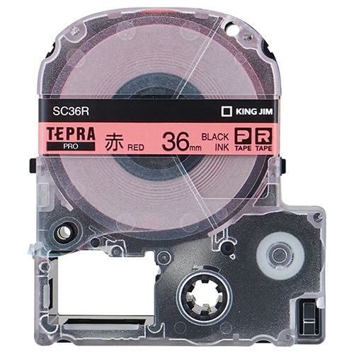 キングジム テプラ PRO テープカートリッジ パステル 36mm 赤/黒文字 SC36R 1個