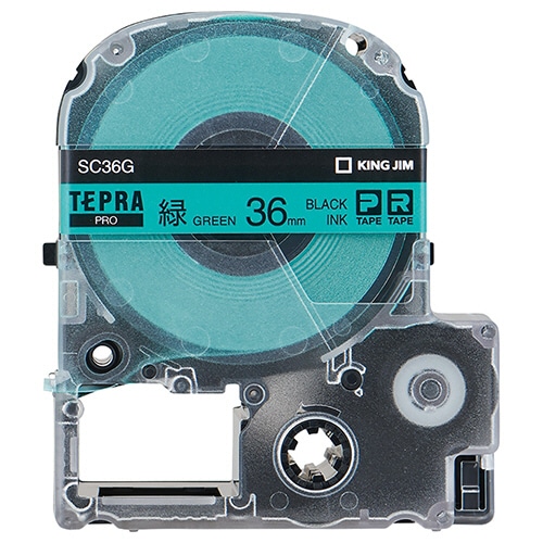 キングジム テプラ PRO テープカートリッジ パステル 36mm 緑/黒文字 SC36G 1個