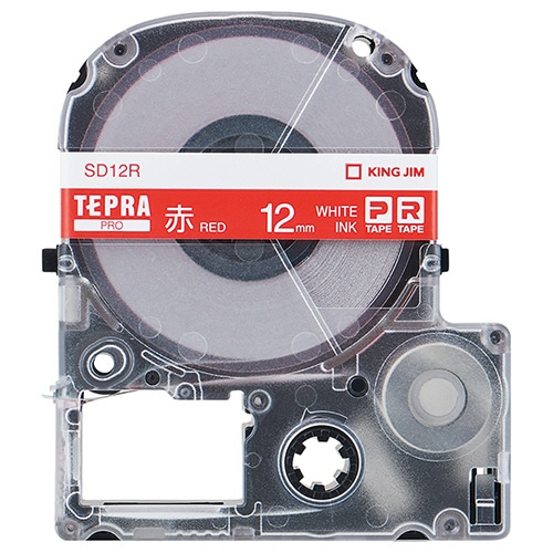 キングジム テプラ PRO テープカートリッジ ビビッド 12mm 赤/白文字 SD12R 1個