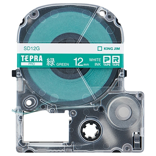 キングジム テプラ PRO テープカートリッジ ビビッド 12mm 緑/白文字 SD12G 1個