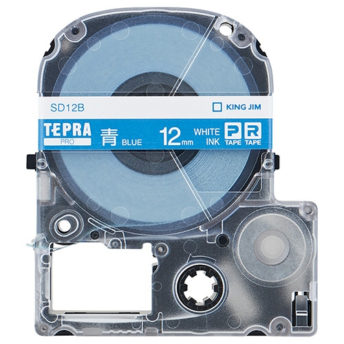 キングジム テプラ PRO テープカートリッジ ビビッド 12mm 青/白文字 SD12B 1個