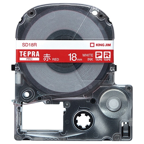 キングジム テプラ PRO テープカートリッジ ビビッド 18mm 赤/白文字 SD18R 1個