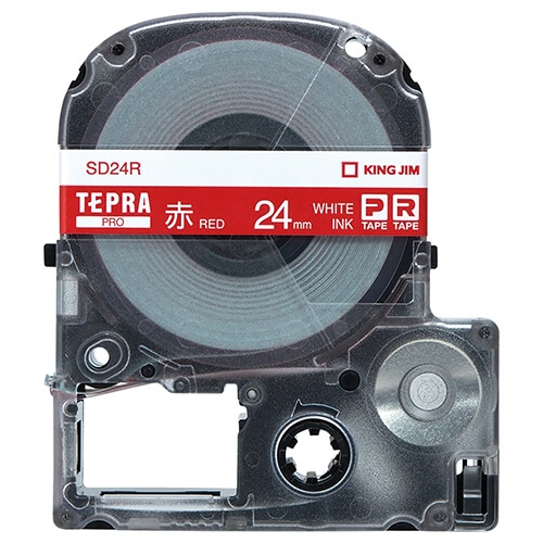 キングジム テプラ PRO テープカートリッジ ビビッド 24mm 赤/白文字 SD24R 1個