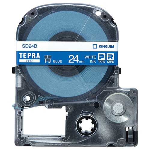 キングジム テプラ PRO テープカートリッジ ビビッド 24mm 青/白文字 SD24B 1個