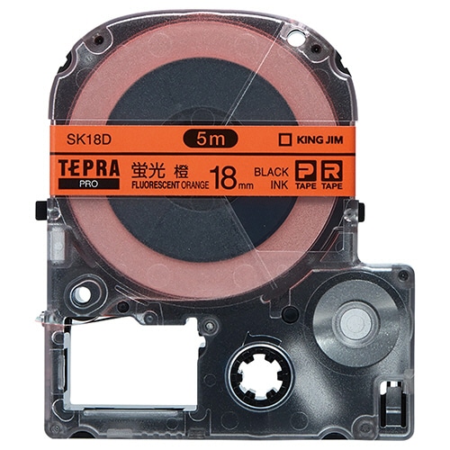 キングジム テプラ PRO テープカートリッジ 18mm 蛍光オレンジ/黒文字 SK18D 1個