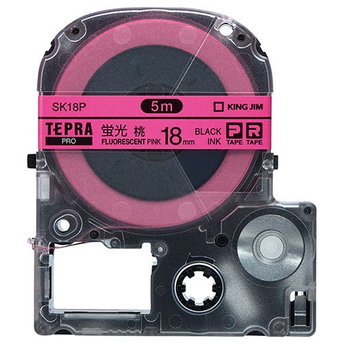 キングジム テプラ PRO テープカートリッジ 18mm 蛍光ピンク/黒文字 SK18P 1個