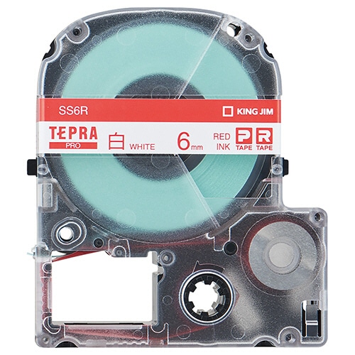 キングジム テプラ PRO テープカートリッジ 6mm 白/赤文字 SS6R 1個
