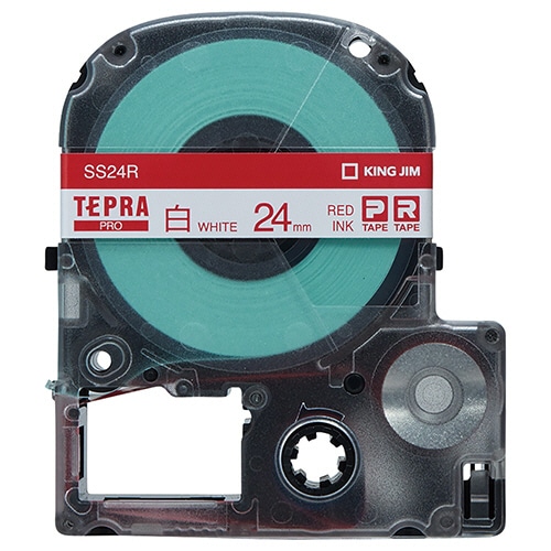 キングジム テプラ PRO テープカートリッジ 24mm 白/赤文字 SS24R 1個