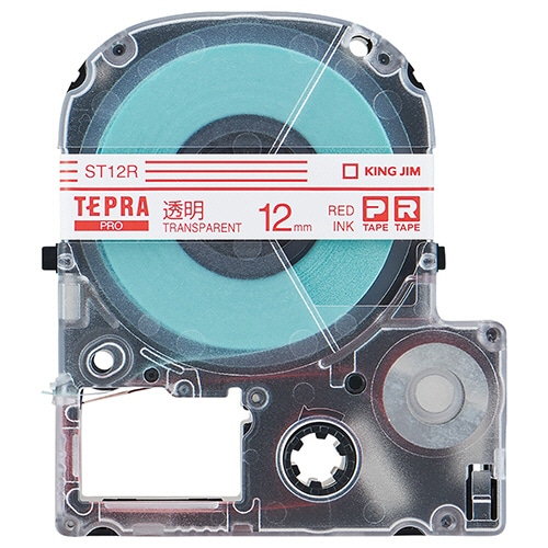 キングジム テプラ PRO テープカートリッジ 12mm 透明/赤文字 ST12R 1個