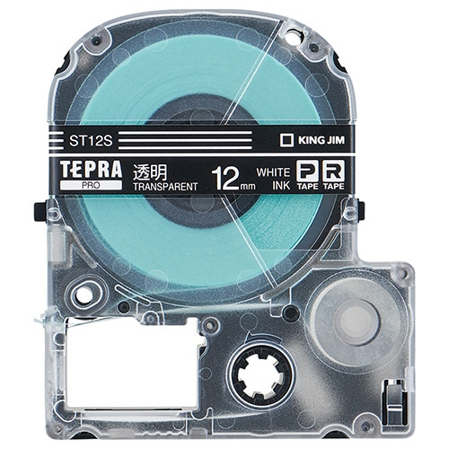 キングジム テプラ PRO テープカートリッジ 12mm 透明/白文字 ST12S 1個