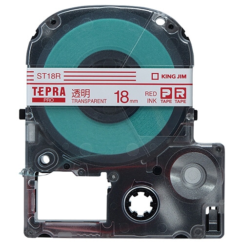 キングジム テプラ PRO テープカートリッジ 18mm 透明/赤文字 ST18R 1個
