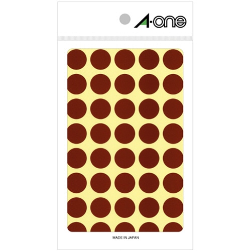 エーワン カラーラベル 丸型 直径15mm 茶 07027 1パック(560片:40片×14シート)