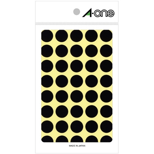 エーワン カラーラベル 丸型 直径15mm 黒 07029 1パック(560片:40片×14シート)