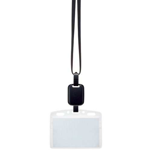 吊り下げ名札セット(リール式・ソフトケース・チャック式) 黒 1パック(10個)
