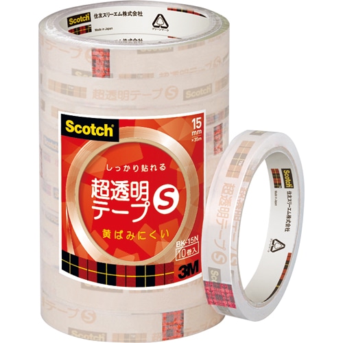 3M スコッチ 超透明テープS 大巻 15mm×35m BK-15N 1パック(10巻)