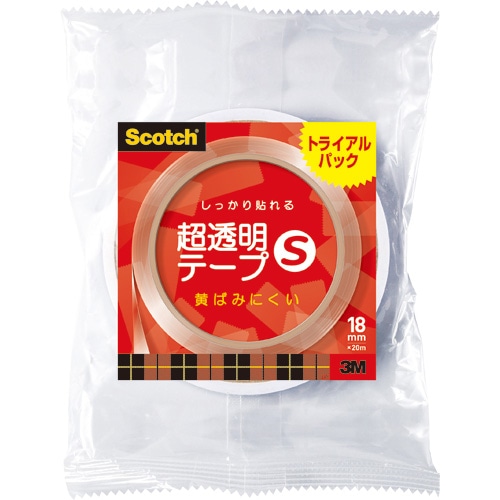 3M スコッチ 超透明テープS 大巻 18mm×20m トライアルパック BS-1820-1P 1巻