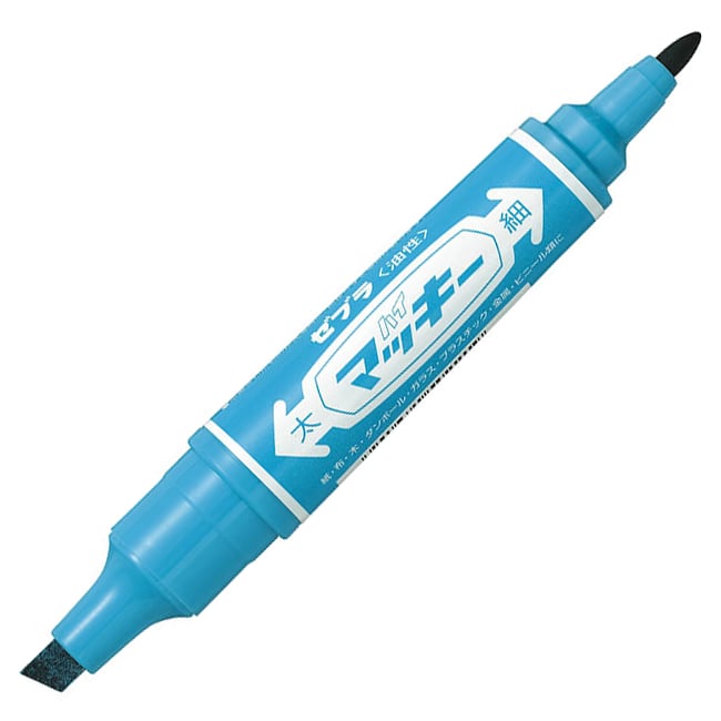 ゼブラ 油性マーカー ハイマッキー 角芯太字+丸芯細字 ライトブルー MO-150-MC-LB 1本