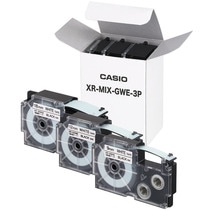 カシオ NAME LAND 強粘着テープ 9・12・18mm 白/黒文字 XR-MIX-GWE-3P 1パック(3個:各サイズ1個)