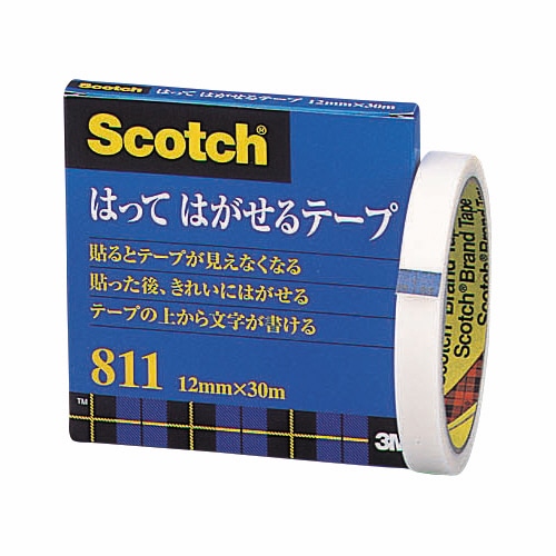 3M スコッチ はってはがせるテープ 811 大巻 12mm×30m 紙箱入 811-3-12 1巻