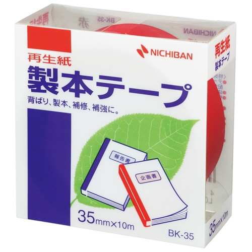ニチバン 製本テープ<再生紙> 35mm×10m 赤 BK-351 1巻