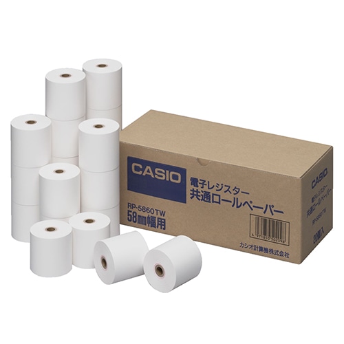 カシオ 電子レジスター用 ロールペーパー 幅58×直径60mm×長さ35m 芯内径12mm RP-5860-TW 1パック(20個)