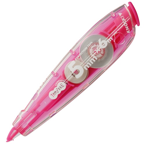 TANOSEE ノック式修正テープ(使い切り) 5mm幅×6m ピンク 1個